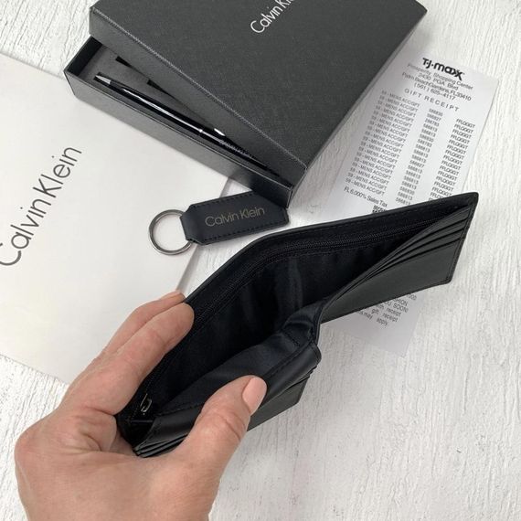 Набір чорний Calvin Klein гаманець + ручка + брелок | Зображення 1