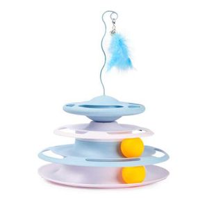 Іграшка трек для котика, кошеня з кульками і трекбол пером. Колір: синій WN-31