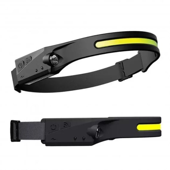 Легкий налобный фонарь LED+COB с датчиком движения и красным светом (черный) | Зображення 2