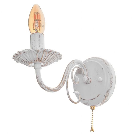 Бра настенное накладное классическое BKL-666W/1 E14 WH+G
