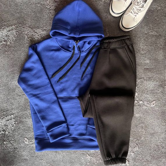 Мужской теплый спортивный костюм на флисе DA2456 размер М цвет синий + черный