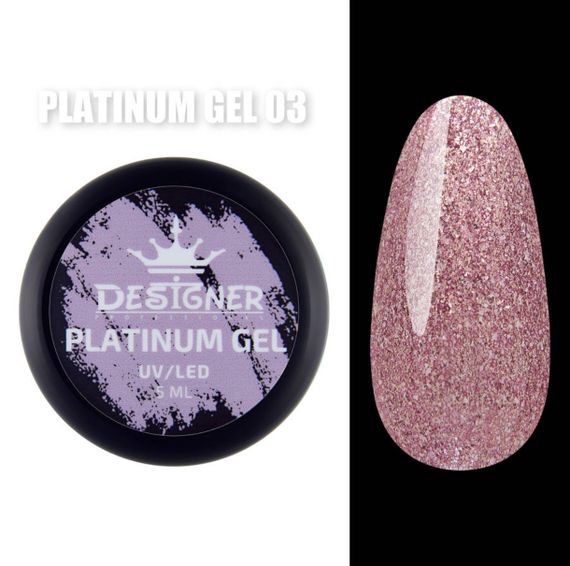 Гель-фарба P03 Designer Platinum Gel з блистками 5мл | Зображення 2