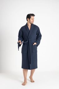 Мужской муслиновый халат Nusa 24670  синий  3XL