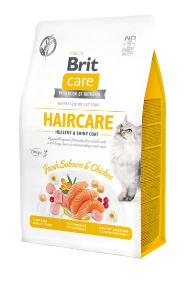 Корм Brit Care Cat Grain Free Haircare Healthy & Shiny Coat сухой для ухода за кожей и шерстью кошек 0.4 кг