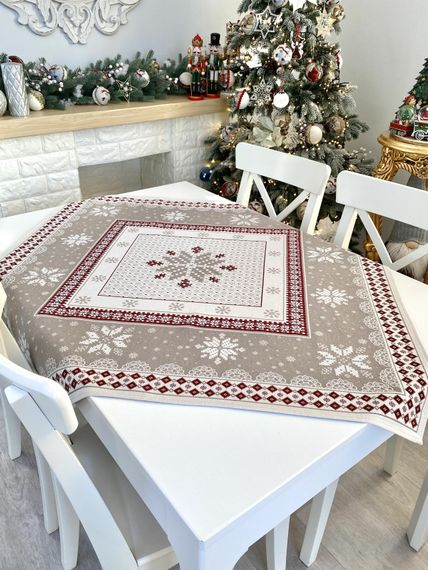Скатертина гобеленова NORDICA TORTORA Limaso, 93x93, Квадратна, Новорічний, Без люрексу, 38% бавовна, 37% поліестер, 25% акрил, Гобелен | Зображення 1