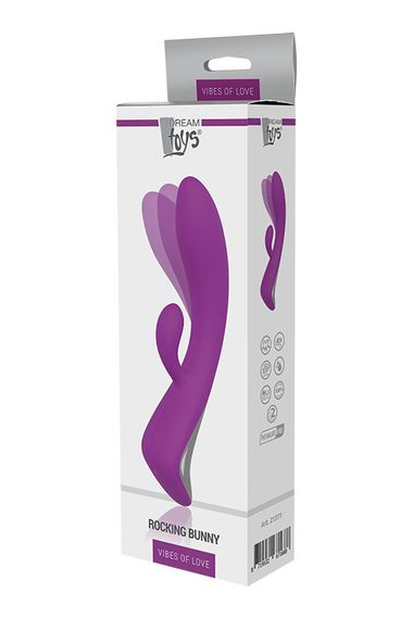 Подвійний вібратор кролик Dream Toys Vibes of Love Rocking Bunny Purple — 9 режимів, силікон, водонепроникний | Зображення 2