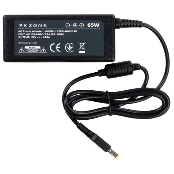 Блок живлення до ноутбуку Rezone Lenovo 65W 20V 3.25А square with pin (RZPSLN6520SQ) | Зображення 1