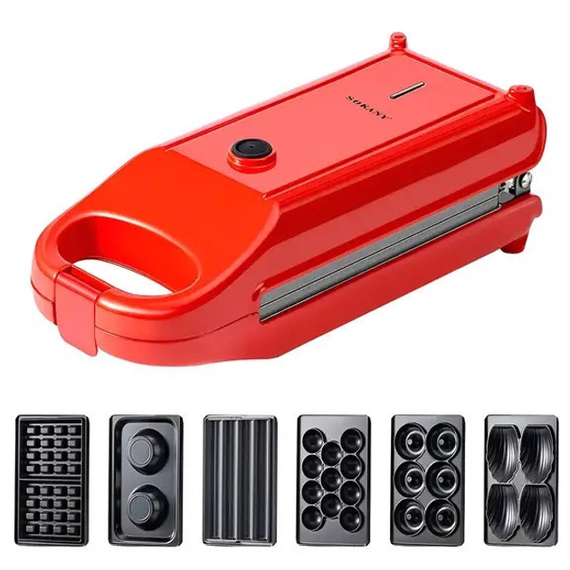 Мультипекарь 6 в 1 Sokany SK-BBQ-836 700 Вт антипригарное покрытие Красный