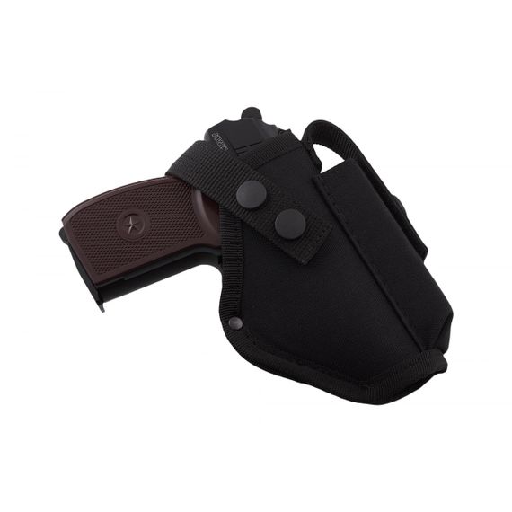 Кобура ПМ поясна з чохлом, подсумком, під магазин (cordura 1000d, чорна) MAS