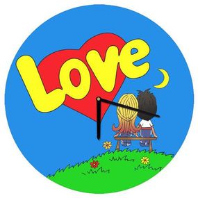 Часы настенные круглые Love синие 36 см (CHR_O_15M001)