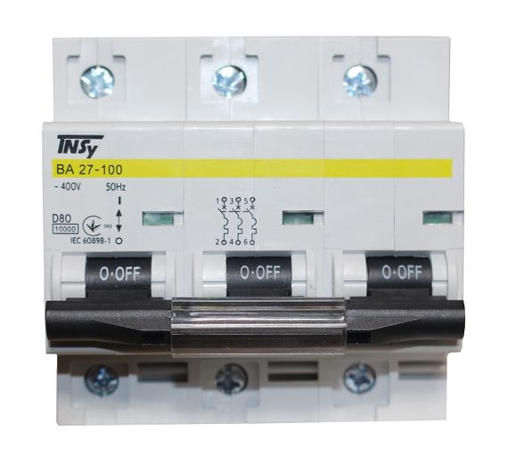 Автоматичний вимикач ВА27-100 3Р 80А 10 кА х-ка D Ny95504906 | Зображення 1
