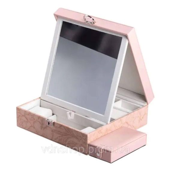 Скринька для прикрас з еко шкіри 2 яруси із замком органайзер для ювелірних виробів HP-5-22P | Зображення 4