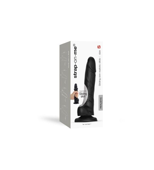 Реалистичный фаллоимитатор Strap-On-Me Sliding Skin Realistic Dildo Black S, эффект подвижной кожи | Зображення 7