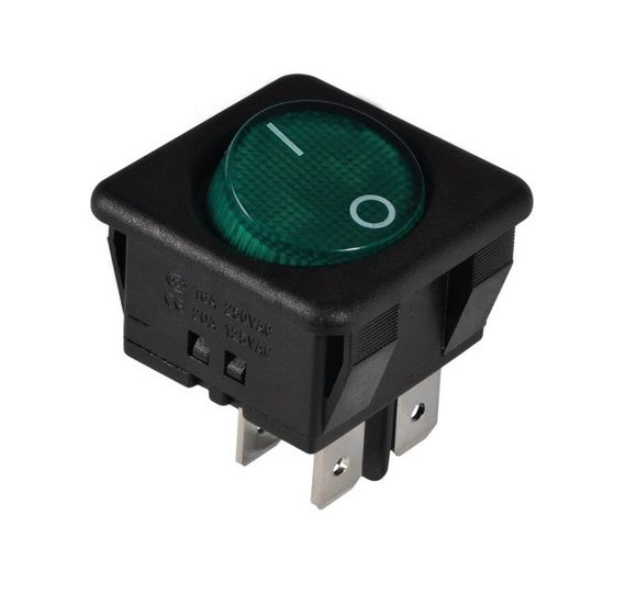 Перемикач KCD2-10-201 G/B 1 кнопка зелена кругла Ny95500800