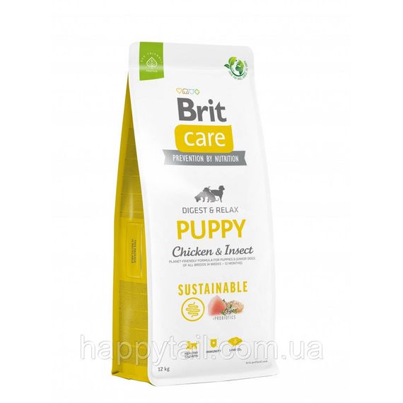 Екологічний корм Brit Care Sustainable Puppy для цуценят, курка та комахи, 12 кг