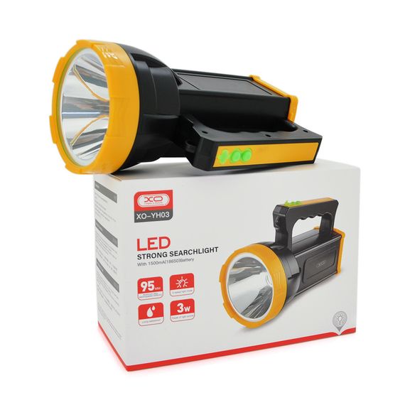 Ліхтар пошуковий XO-YH03, 1LED, 5W, 3 напрямки, 18650/1500mah, TYPE-C, Black/Yellow, IP65, 200х100х140мм, Q22 | Зображення 1