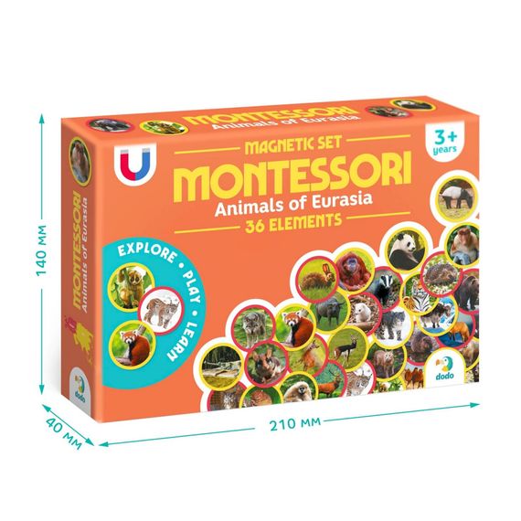 Детский магнитный набор Монтессори "Животные на континентах: Евразия" 200285, 36 элементов | Зображення 4