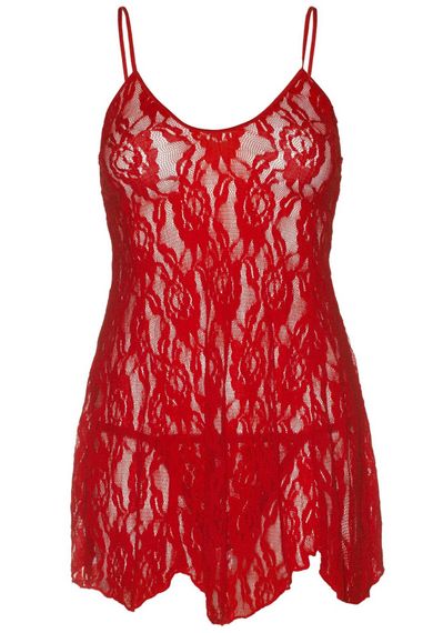 Сорочка беби-долл Leg Avenue Rose Lace Flair Chemise Red, Queen Size | Зображення 1