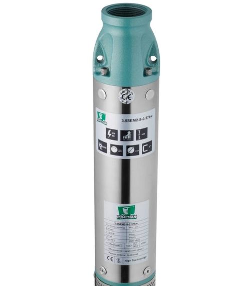 Насос глубинный центробежный многоступенчатый Pumpman 3,5SEM2-8-0,37 кВт Hmax 42 м Qmax 3,5 куб.м 370 Вт (CV033197) | Зображення 2