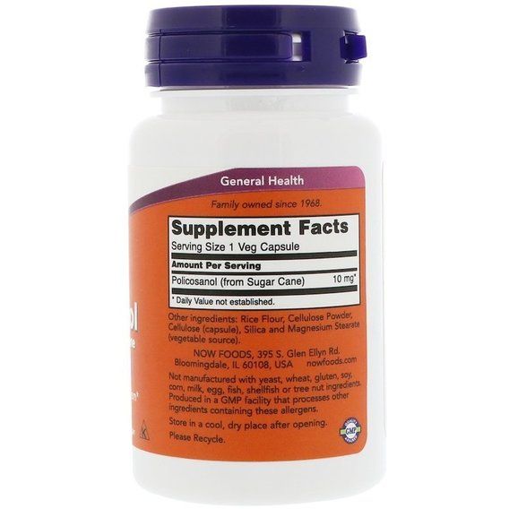 Комплекс для профілактики тиску та кровообігу NOW Foods Policosanol 20 mg 90 Veg Caps | Зображення 1