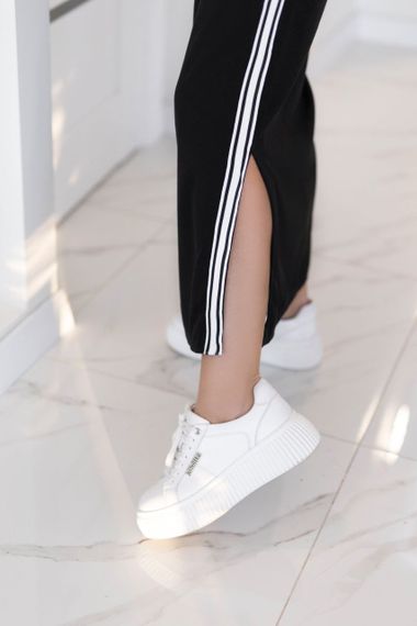 Женское спортивное платье длинное с разрезами MN141 цвет черный, размер 42/44 | Зображення 4