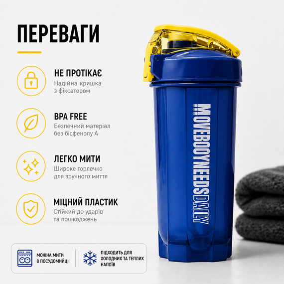 Шейкер спортивный MOVE BODY 550 мл Синий для протеина и коктейлей | Зображення 4