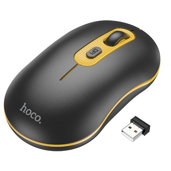 Мышь беспроводная Hoco GM21 Platinum 2.4G Black Yellow
