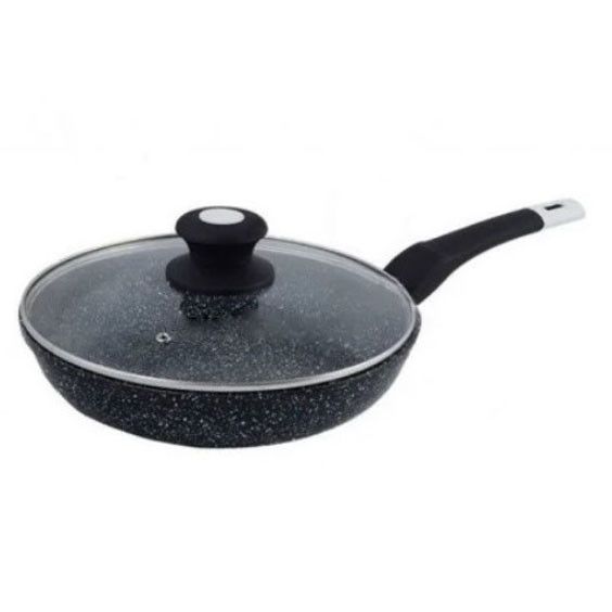 Сковорода UNIQUE UN-5144 22 см з кришкою темний граніт