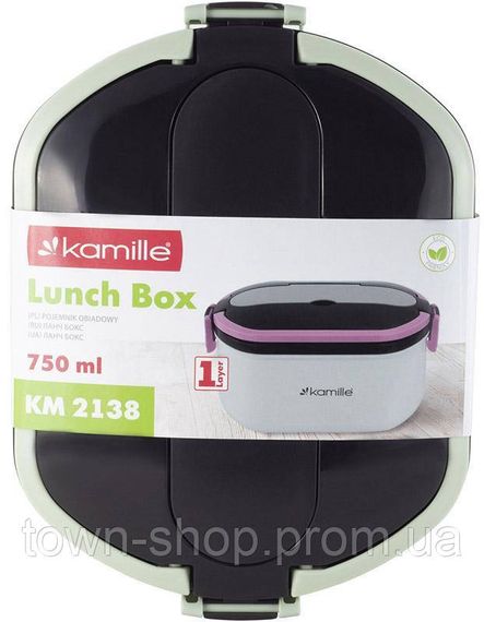 Ланч-бокс Kamille Snack 750мл, пластик и нержавеющая сталь, зеленый KM-2138GR | Зображення 6
