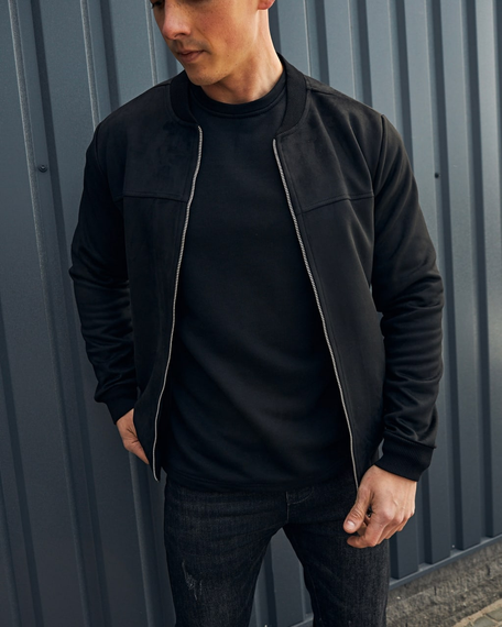 Бомбер замшевый чёрный S M