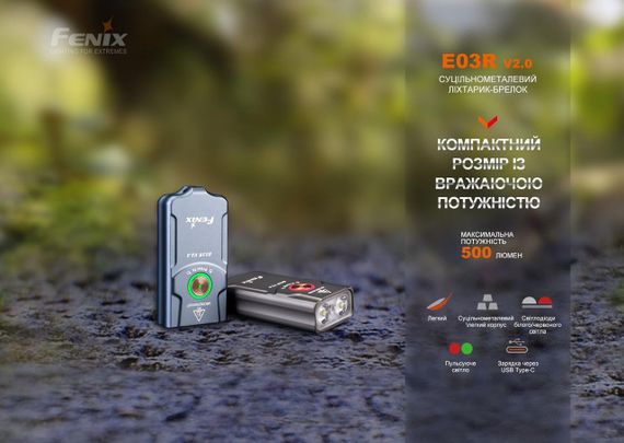 Ліхтар наключний Fenix E03R V2.0, синій | Зображення 4