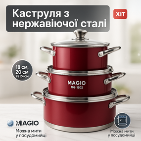Набор кастрюль хорошего качевства MAGIO, Комплект металлических кастрюль, Кастрюли с крышками HC-45
