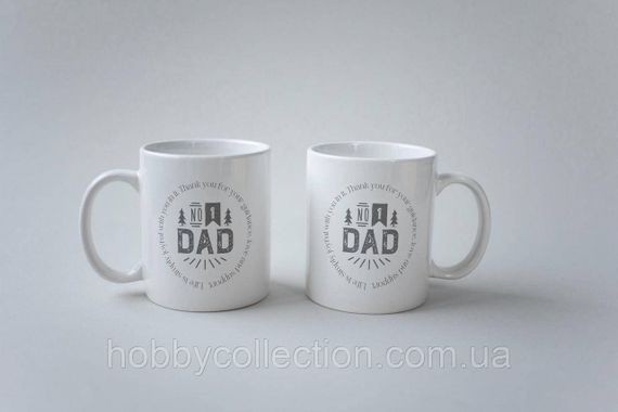 Кружка з принтом "№1 Dad" 330 мл Біла | Зображення 3