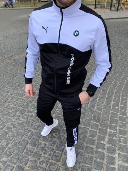 Мужской спортивный костюм BMW двухцветный SE0003 цвет черно-белый, размер S