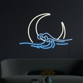 Неоновий світильник Місяць у морі 500х345 acr-n000086