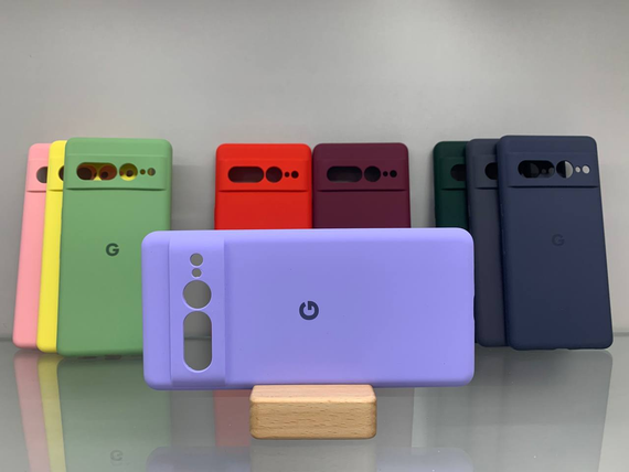 Google Pixel 7 Pro Протиударний чохол з логотипом софт тач голубий