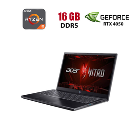 Ігровий ноутбук Acer Nitro V15 ANV15-41-R927 / 15.6" (1920x1080) IPS / AMD Ryzen 5 7535HS (6 (12) ядер по 3.3 - 4.55 GHz) / 16 GB DDR5 / 512 GB SSD M.2 / nVidia GeForce RTX 4050, 6 GB GDDR6, 96-bit / WebCam б/в