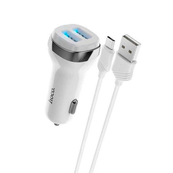 Набір АЗУ 12-24V HOCO Z40 кабель Micro, 2xUSB, 2.4A, кабель 1м, White, Box | Зображення 2