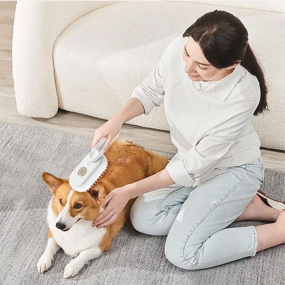 Паровая щетка-массажер для кошек и собак, с USB, Steamy Brush E-W3317 / Электрическая расческа для вычесывания | Зображення 1