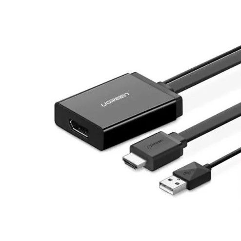 Переходник Ugreen HDMI (штекер) - DisplayPort (DP) (гнездо) 4K Однонаправленный адаптер + USB (для питания) видеоадаптер 0,5 м черный