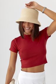 Однотонна футболка Massimo Dutti - темно-червоний цвет, L (є розміри)