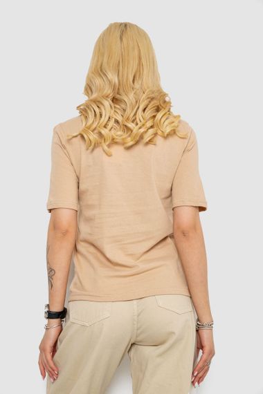 Футболка жіноча однотонна, колір бежевий, 241R1800 | Зображення 3