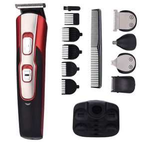 Аккумуляторная машинка для стрижки волос 10в1, Geemy GM 592, Красный / Профессиональный триммер с насадками