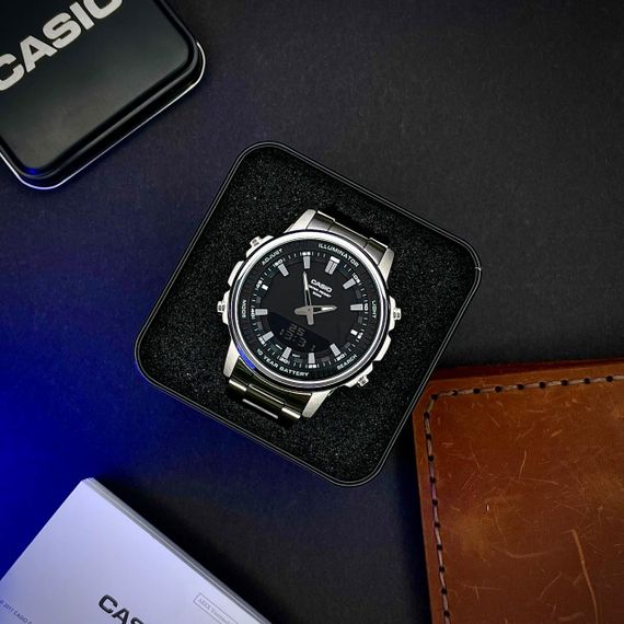 Класичний Чоловічий годинник Casio AMW-880D-1A стальний, водонепроникний, Японія | Зображення 1