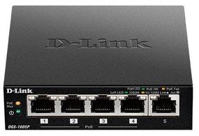 Коммутатор D-Link DGS-1005P 5xGE (4xPoE, 1xUplink), 60W (DGS-1005P)