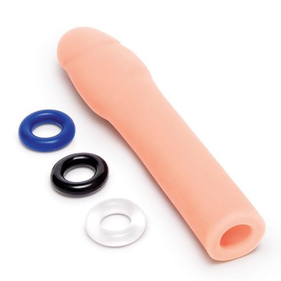 Насадка на пенис Size-Up Penis Entender с 3 эрекционными кольцами в наборе, бежевая Sex Aura | Зображення 1