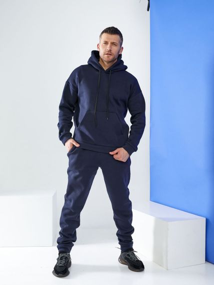Мужской теплый спортивный костюм на флисе двойка KI503 цвет темно-синий, размер 42/44 | Зображення 2