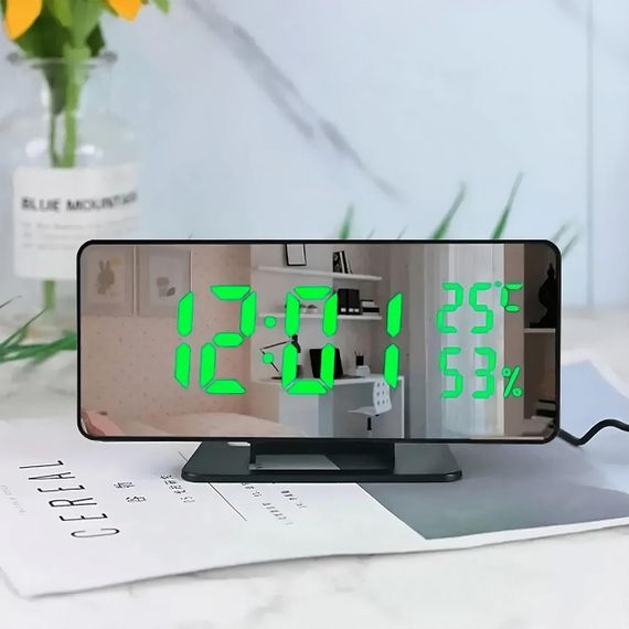 Настільний LED годинник з будильником і термометром вологістю VST 888Y / Електронний дзеркальний годинник для дому | Зображення 1