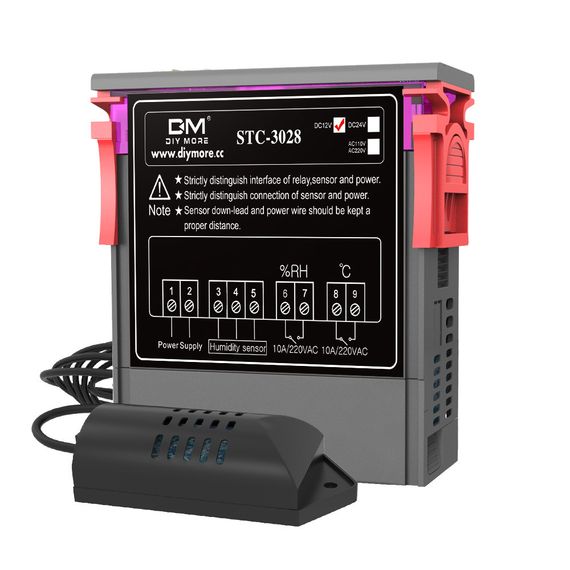 Контроллер температуры и влажности STC-3028 с датчиком 12В | Зображення 1