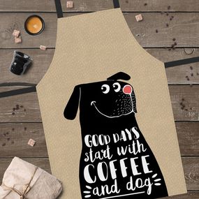 Фартук полноцветный Сolorful Good days start with coffee and dog